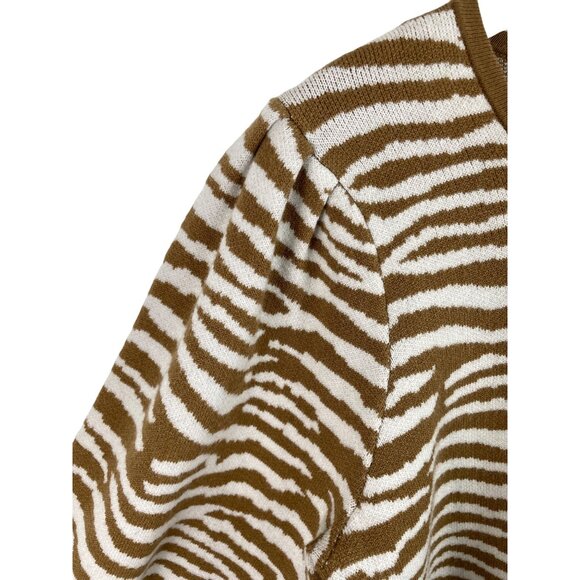 Nine West Womens Size Large Brown & White Animal Print Long Sleeve Sweater - Picture 4 of 12